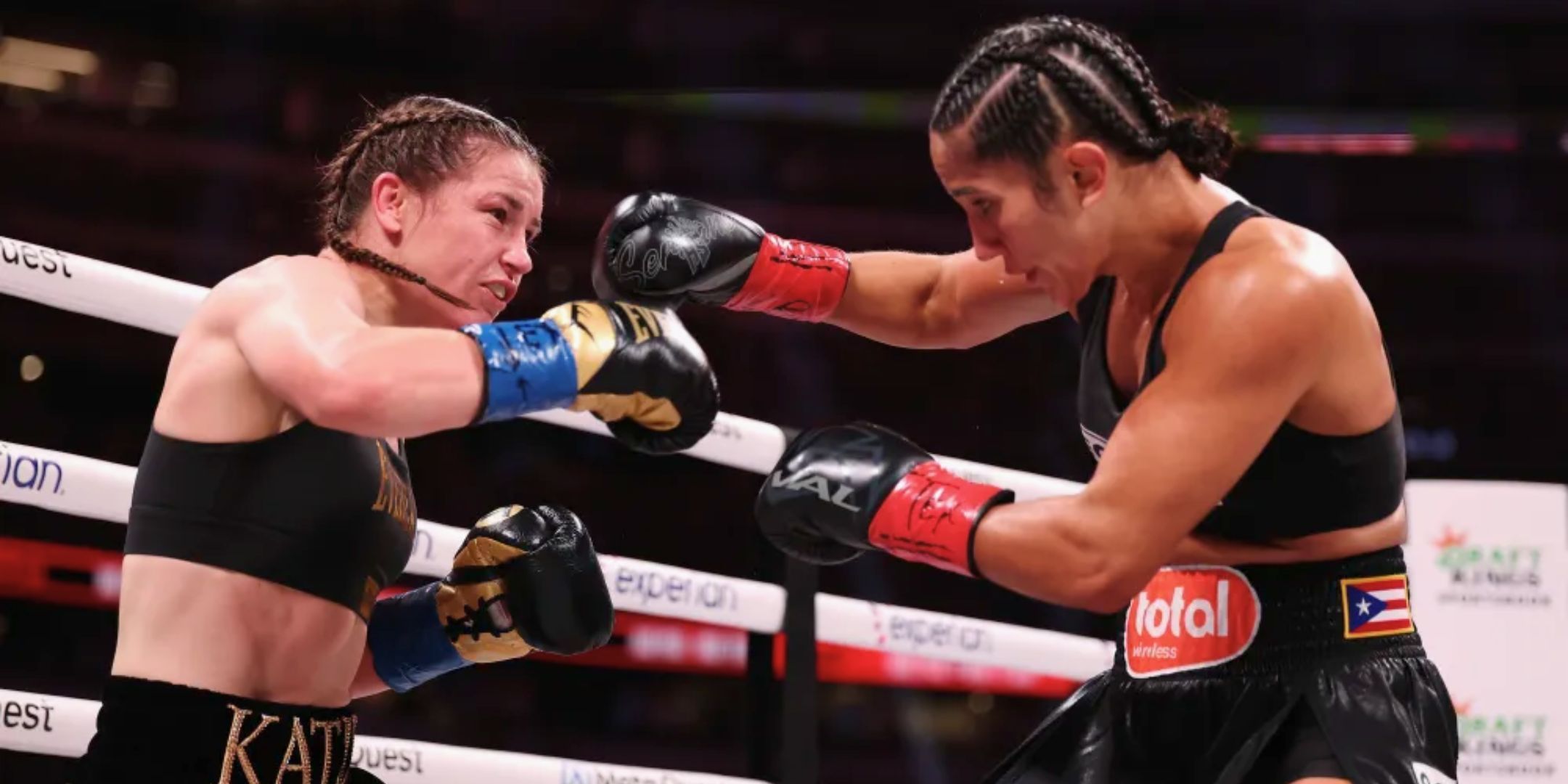 Katie Taylor fighting Amanda Serrano