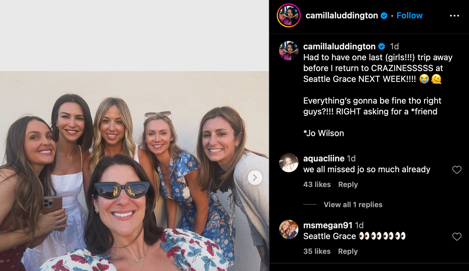 Camilla Luddington Update On Instagram