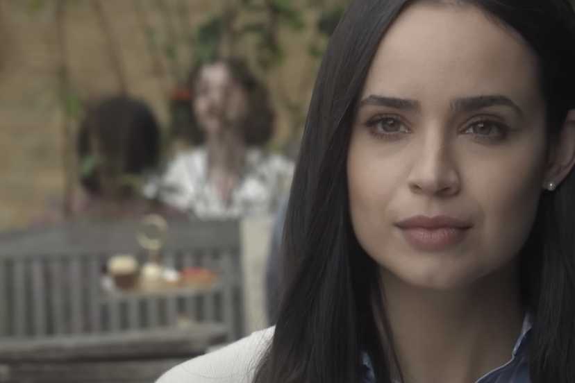 Sofia Carson looks out in the trailer for My Oxford Year