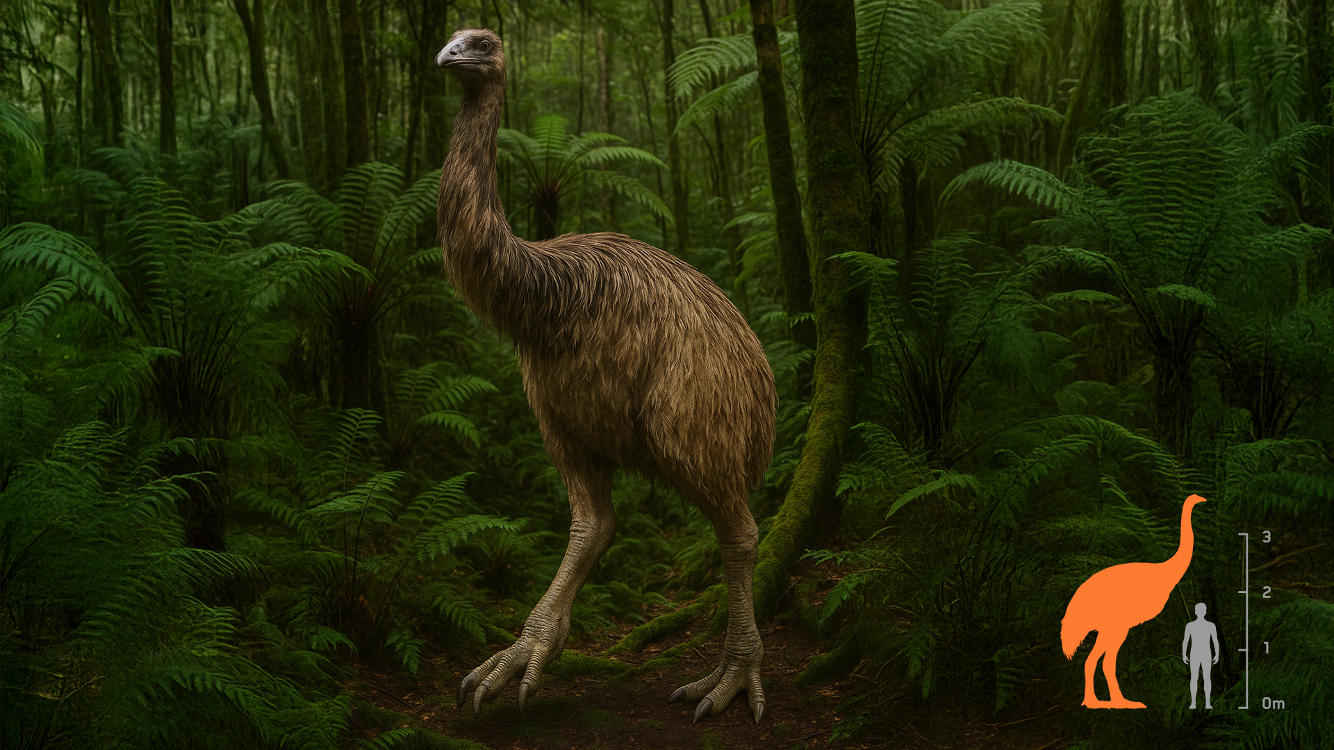 South Island Giant Moa Size vs Humans