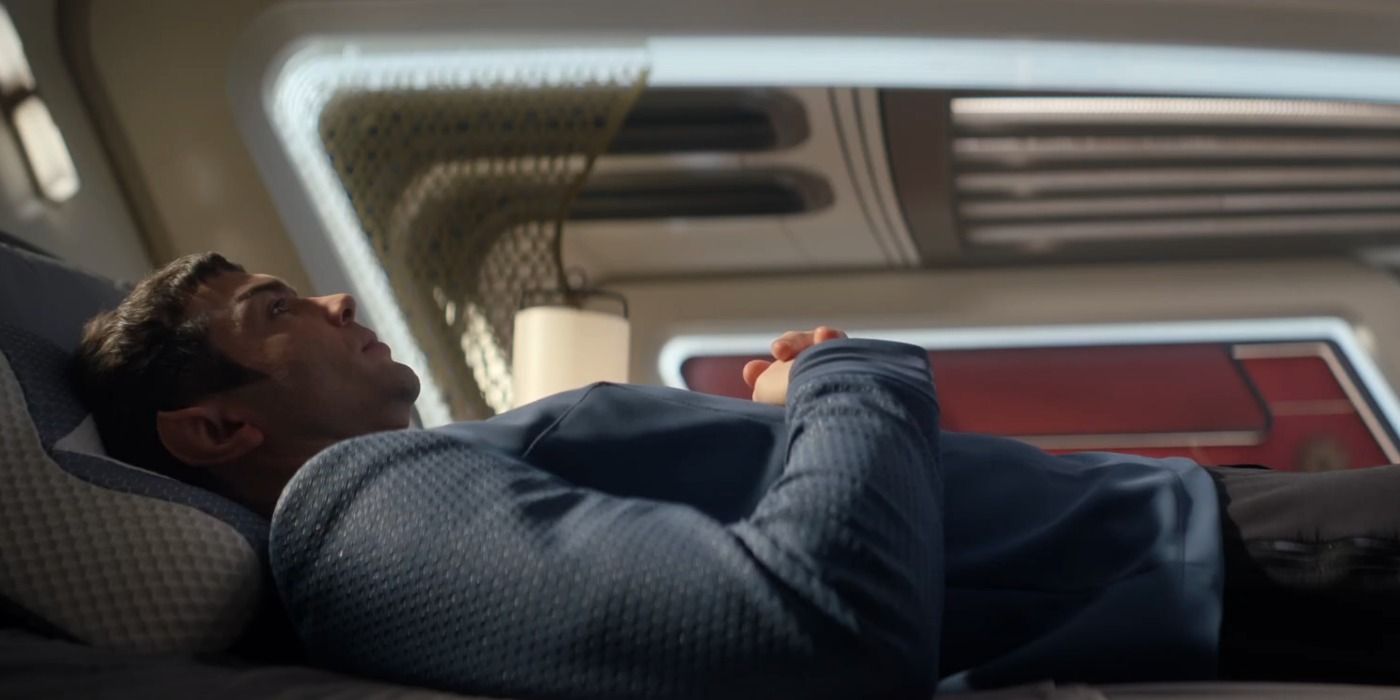 Spock lying on his bed in Star Trek Strange New Worlds