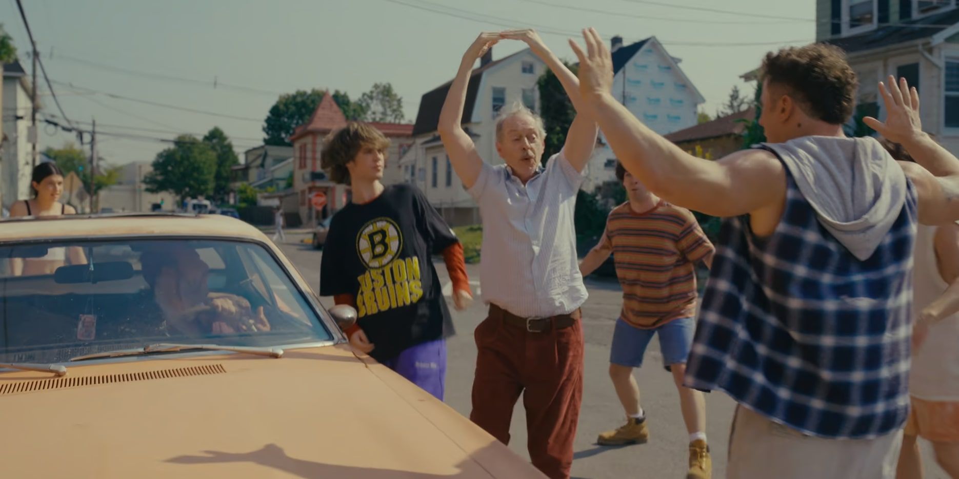 Steve Buscemi surrounded by Happy's kids ballet dancing in Happy Gilmore 2