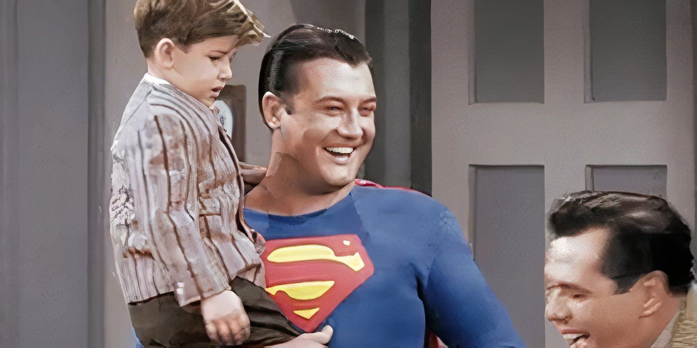 Superman holding Little Ricky in I Love Lucy