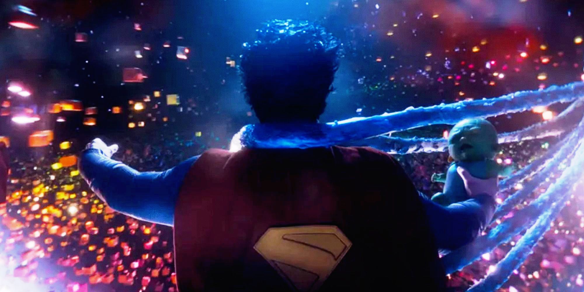Superman holds Baby Joey inside a pocket dimension