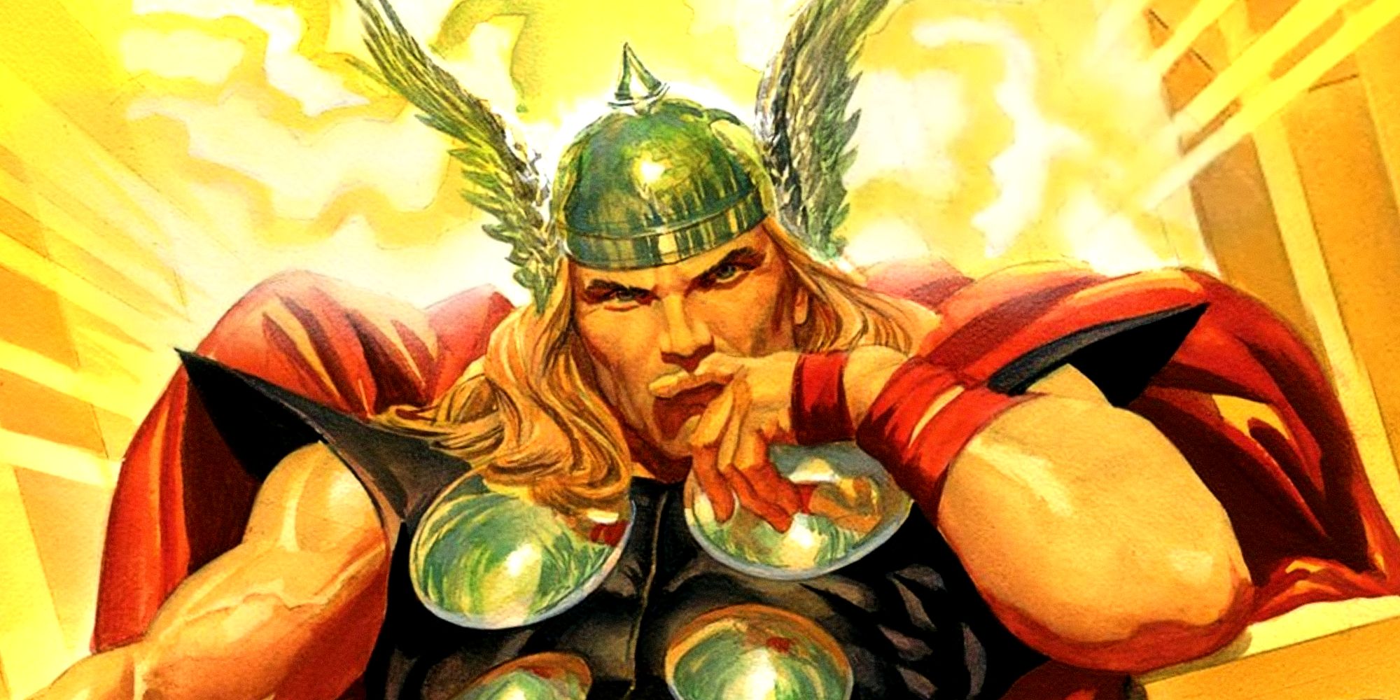 The God of Thunder sits on a throne in The Immortal Thor cover by Alex Ross #19