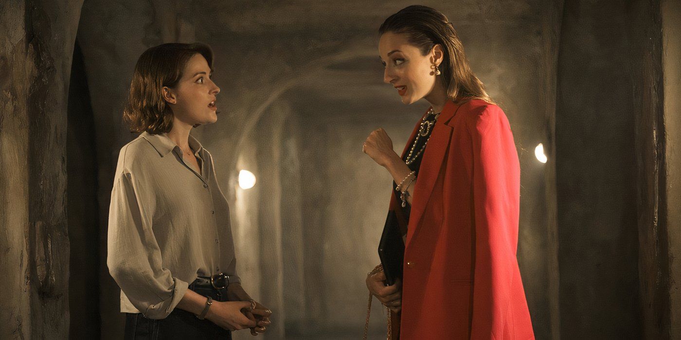 Olivia Morris as Lysa Pascal and Milica Vrzic as a real estate broker in The Librarians: The Next Chapter