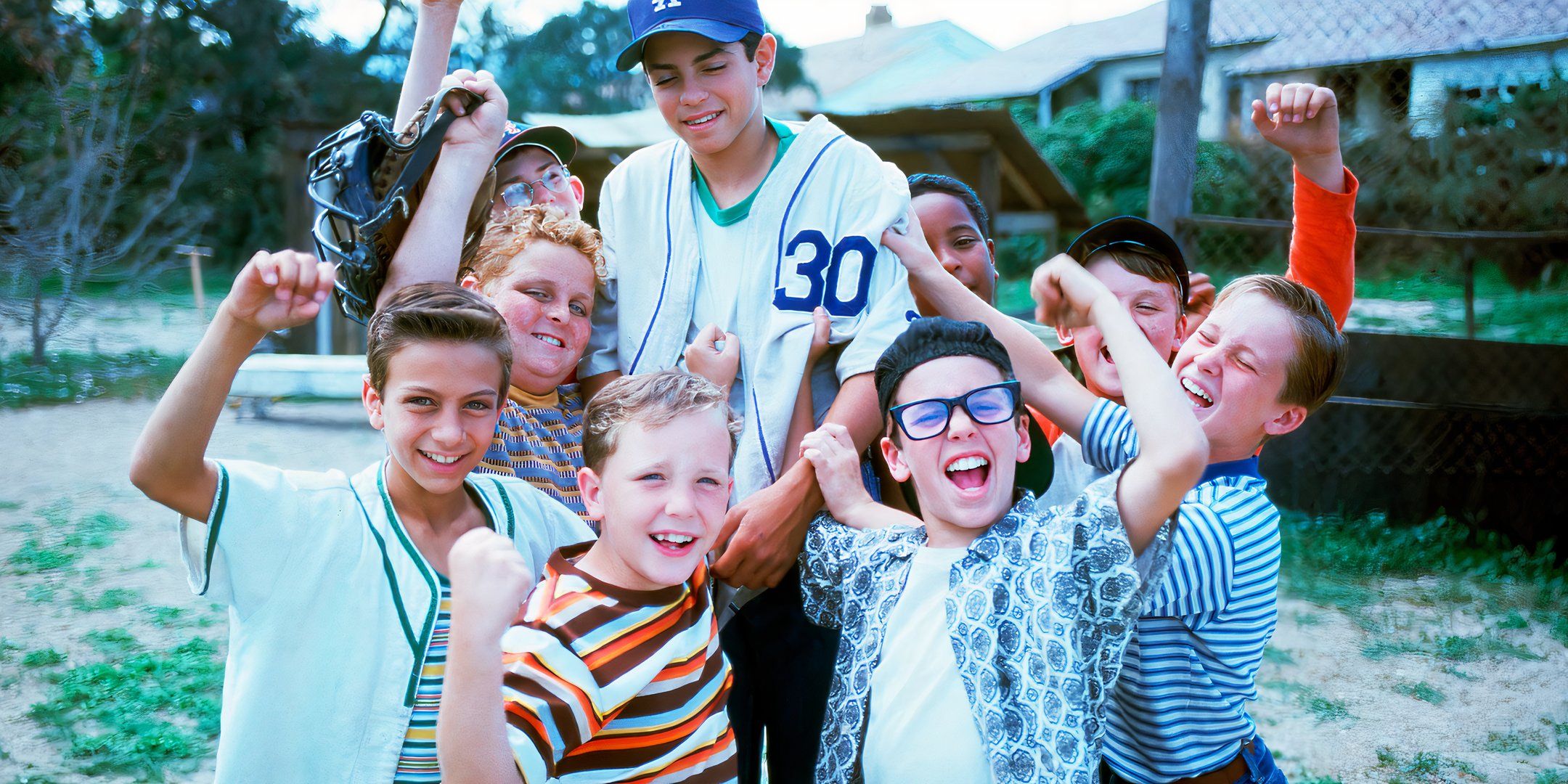 The cast of The Sandlot cheering