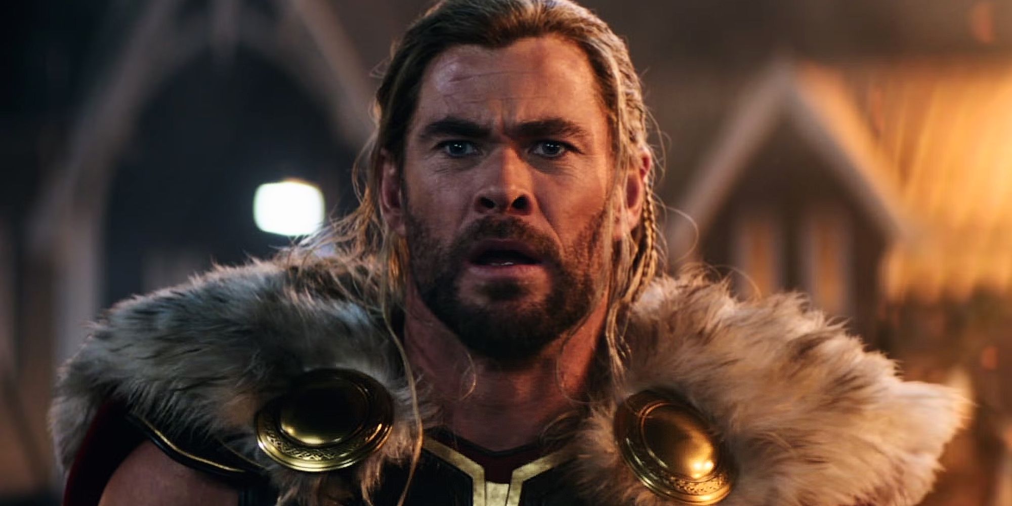 Thor Looks Shocked in Love and Thunder Movie Scene