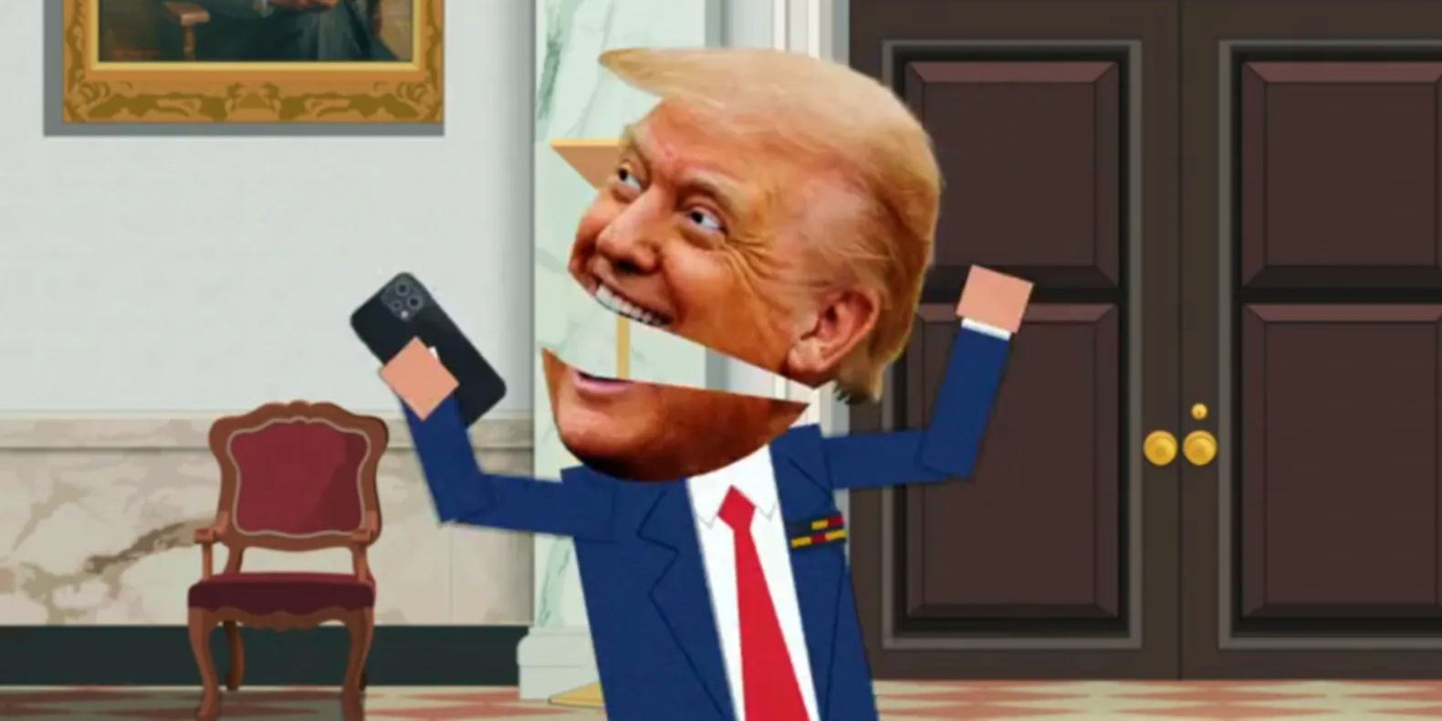 Trump yelling into a phone in South Park season 27