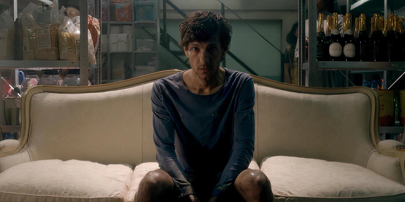 Mathew Baynton as Jamie Winton looking defeated as he sits in the bunker in the last episode of You, Me and the Apocalypse.