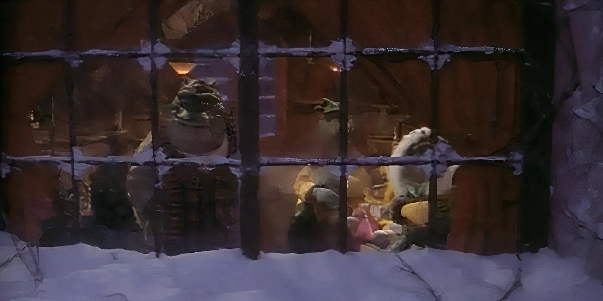 The Sinclair family staring out the window and watching the snow fall in Dinosaurs' series finale, "Changing Nature."