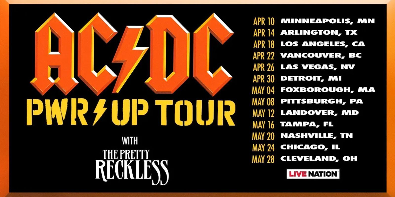 Locandina tour AC/DC 2025 PWR Up