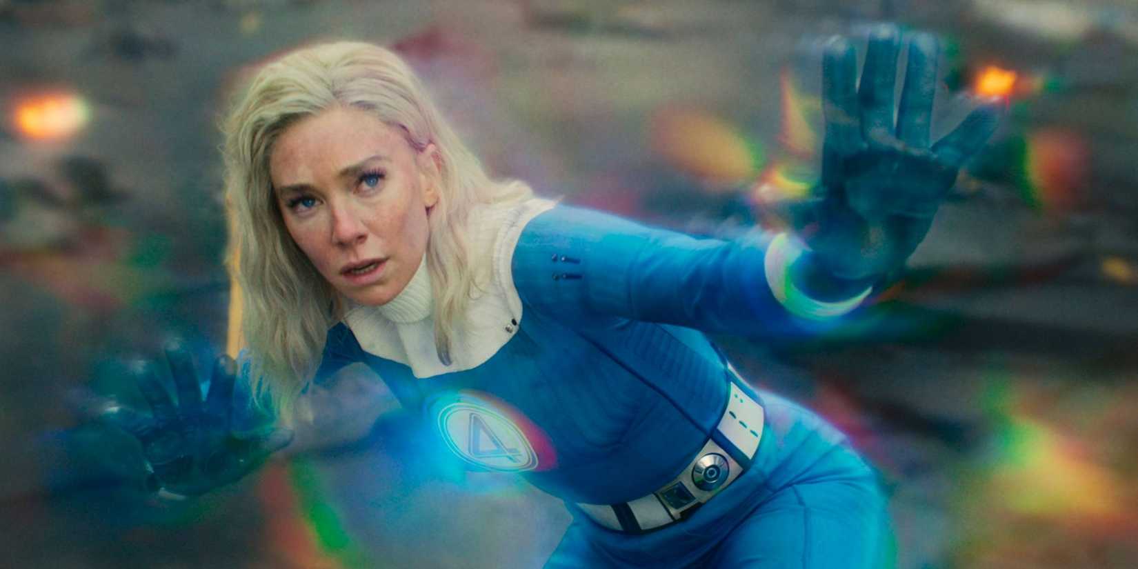 Vanessa Kirby's Sue Storm using her Invisible Woman powers in battle in The Fantastic Four First Steps (2025)