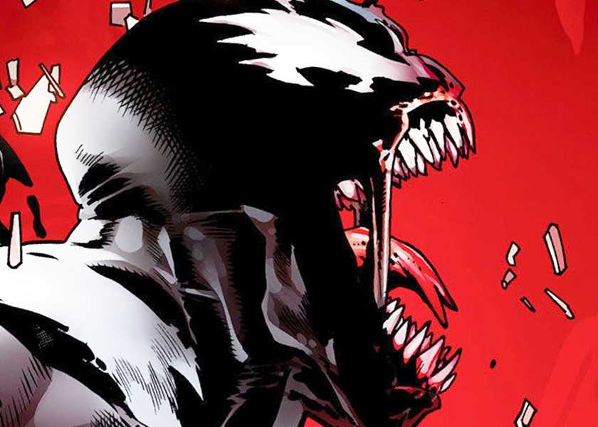 venom roaring with a red background