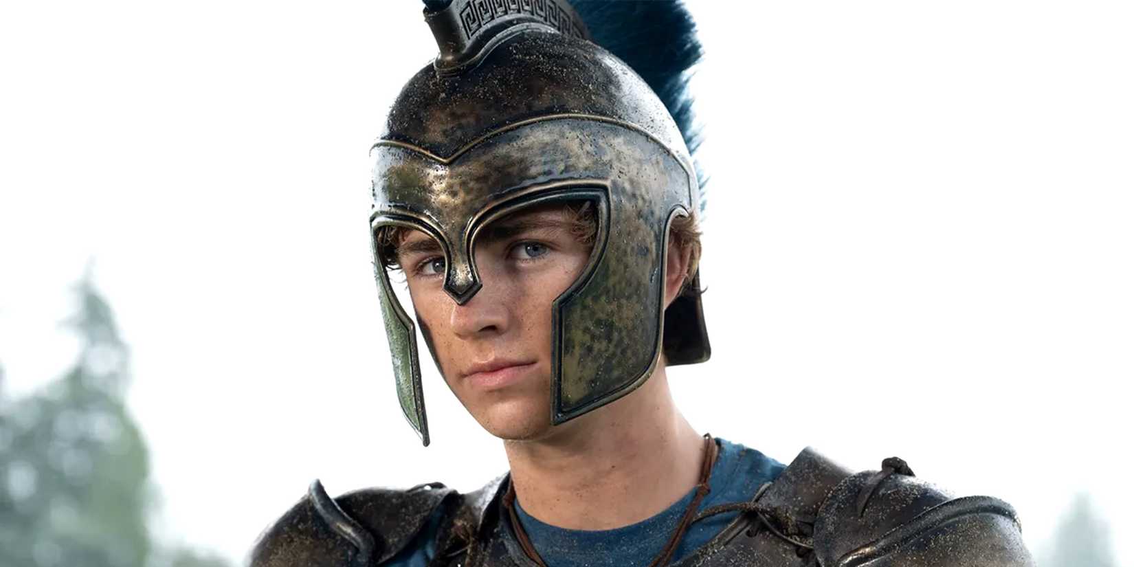 Walker Scobell as Percy Jackson wearing Greek armor 