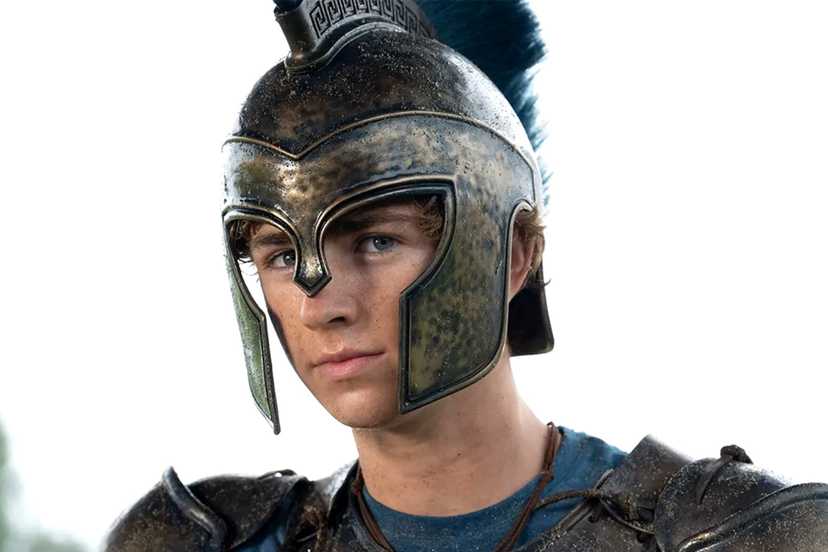 Walker Scobell as Percy Jackson wearing Greek armor