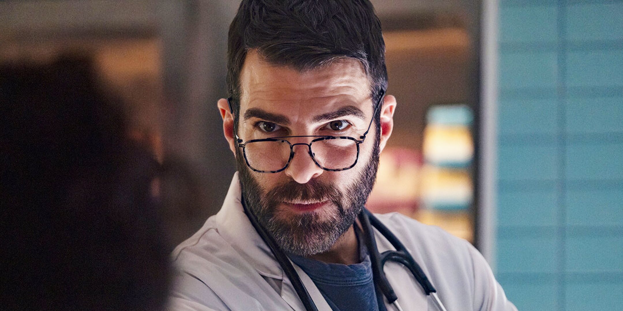 Zachary Quinto looking focused as Dr Wolf  in Brilliant Minds season 1