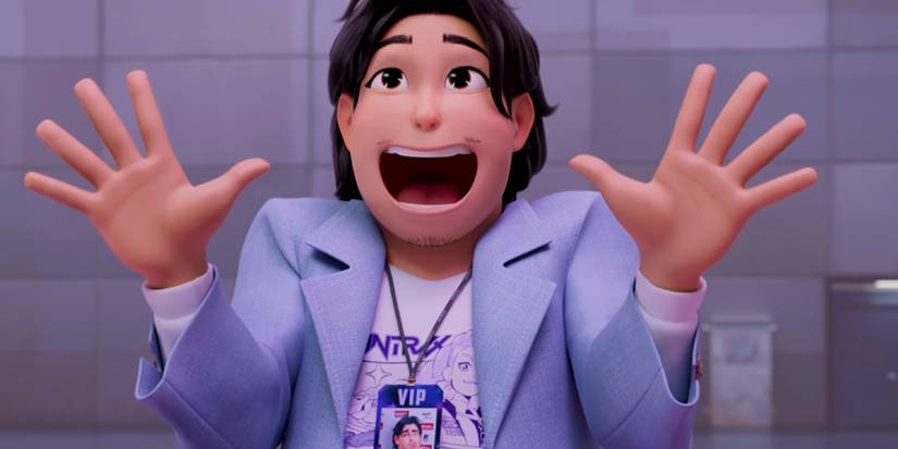 A character spreading his hands and smiling in Kpop Demon Hunters