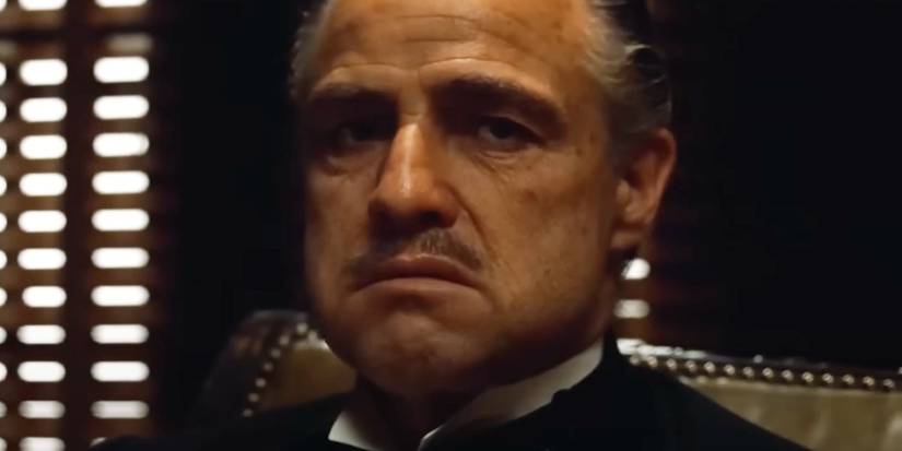 A close-up of Marlon Brando in the opening scene of The Godfather
