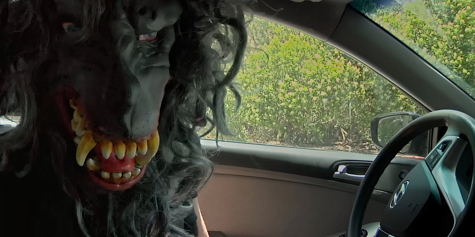 A man wearing a wolf mask in the horror film Creep 2
