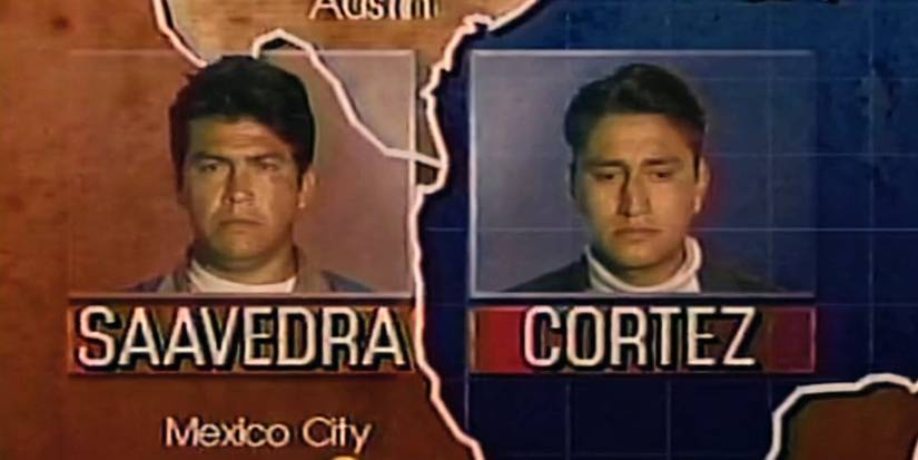 A news report shows yogurt shop suspects Saavedra and Cortez in HBO Max's The Yogurt Shop Murders