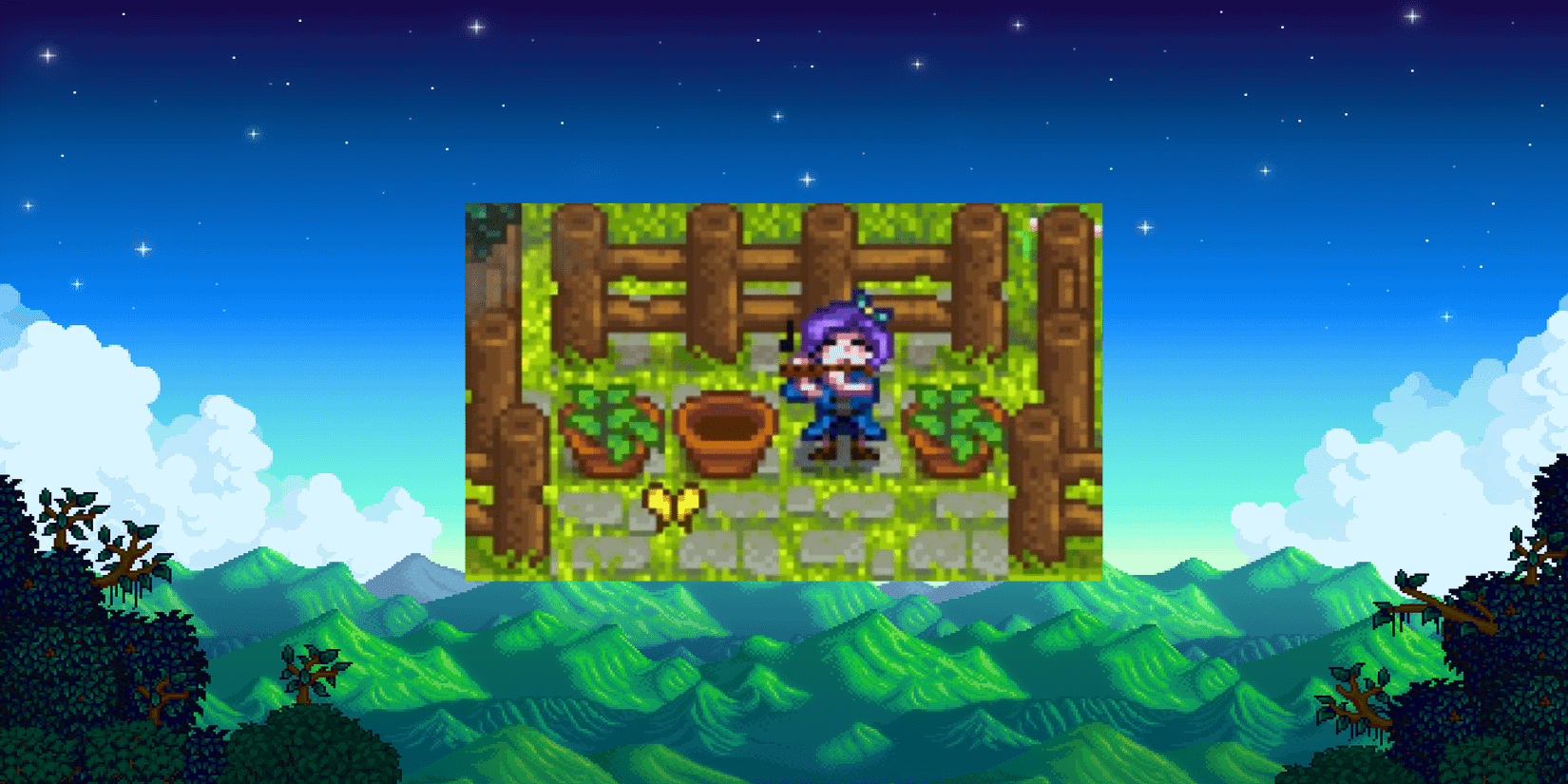 Abigail playing her flute in her outdoor area