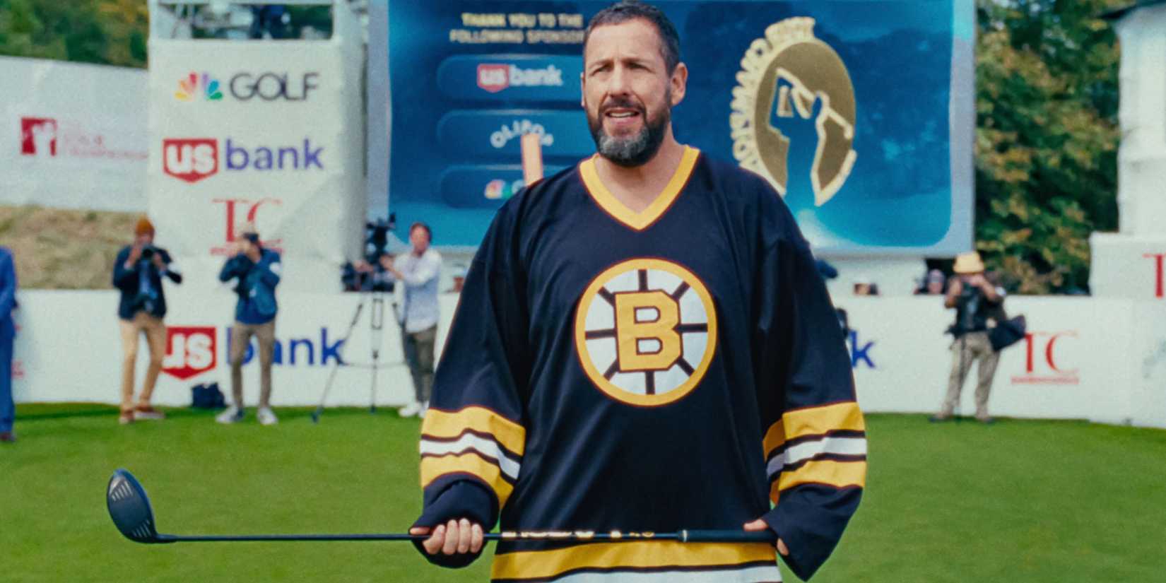 Adam Sandler as Happy Gilmore on the golf course in Happy Gilmore 2