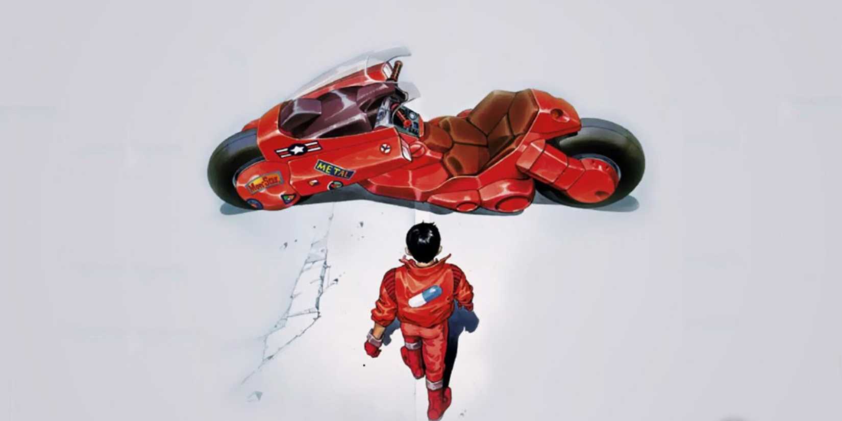 Promotional poster for 1988's Akira featuring Kaneda and his bike.