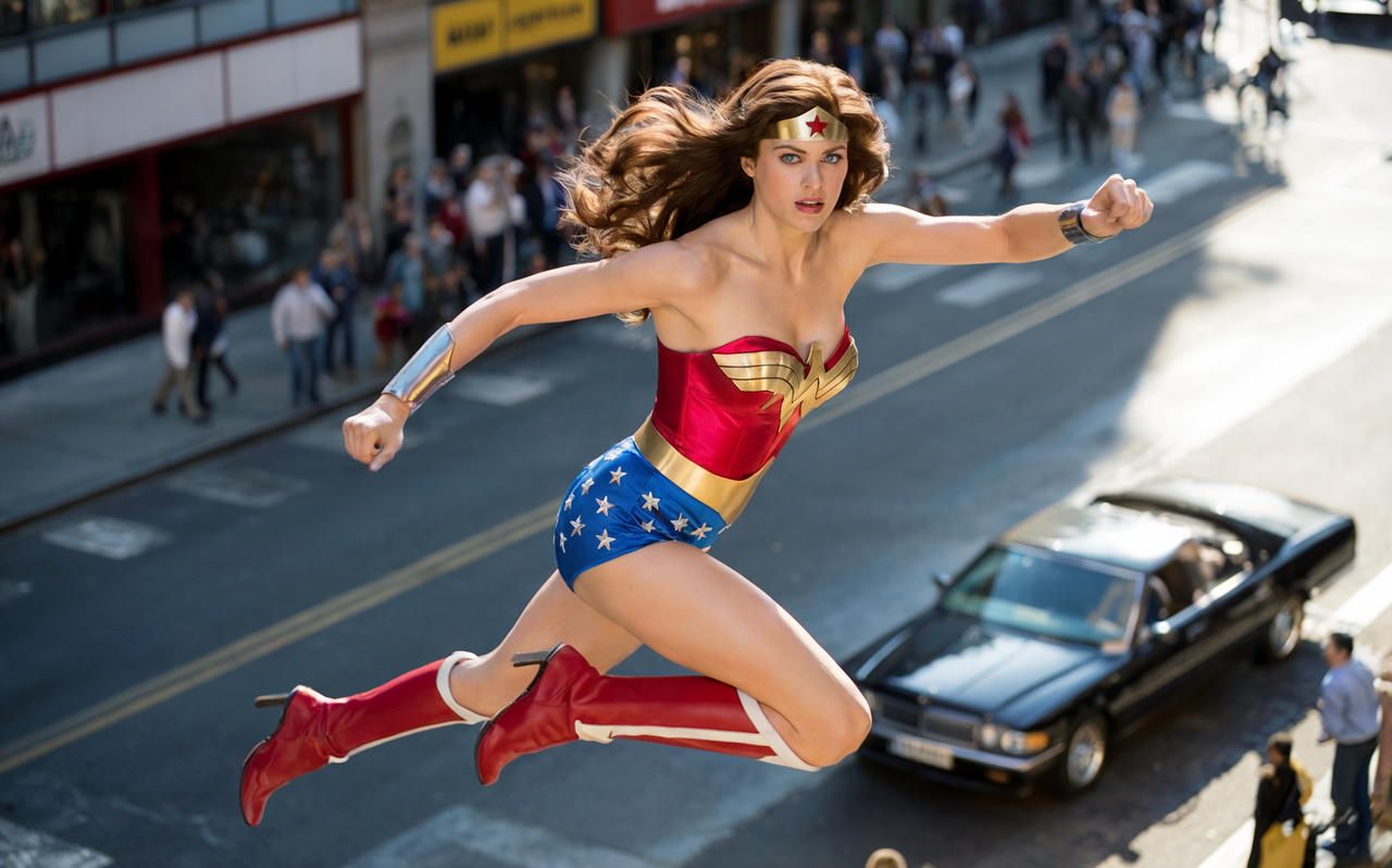 Alexandra Daddario as Wonder Woman with classic suit FAN ART
