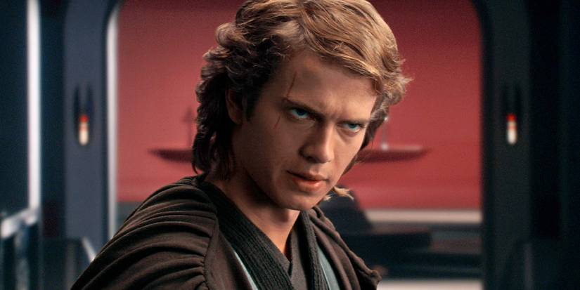 Anakin Skywalker looking angsty in the Star Wars prequels