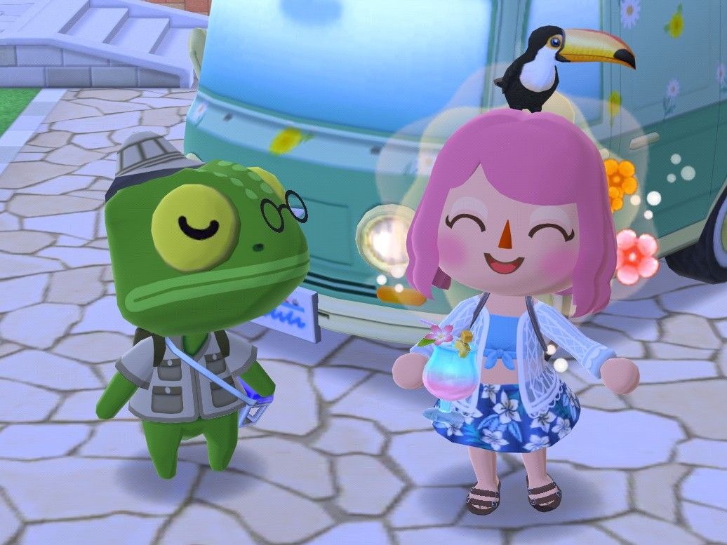 Animal crossing pocket camp character standing next to nat-2