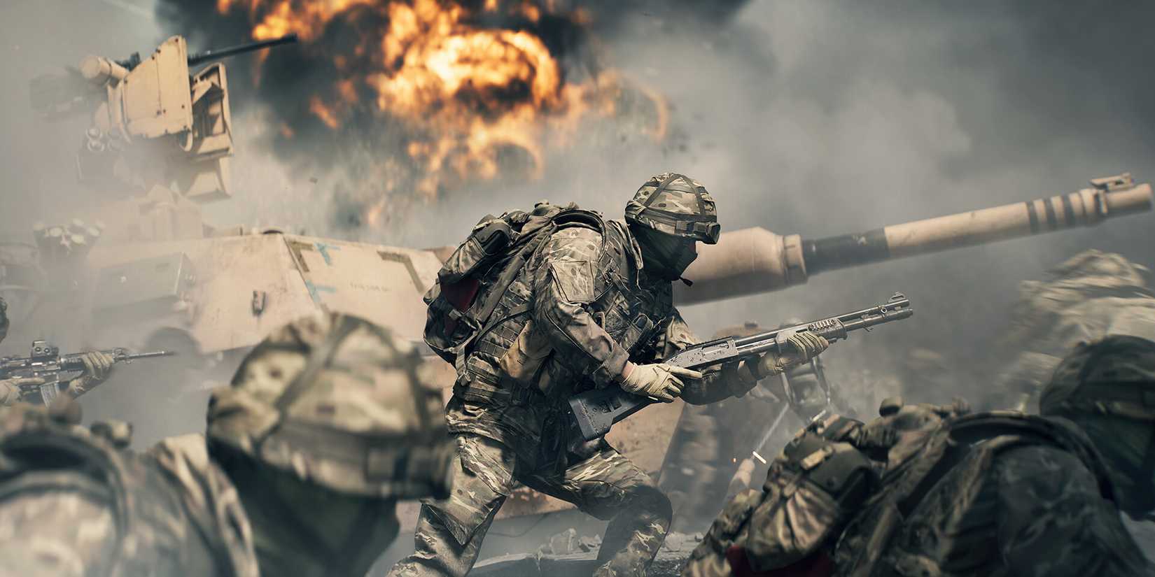 Battlefield 6 soldiers and a tank.