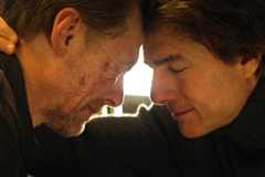 Benji (Simon Pegg) and Ethan Hunt (Tom Cruise) embracing in Mission: Impossible - The Final Reckoning