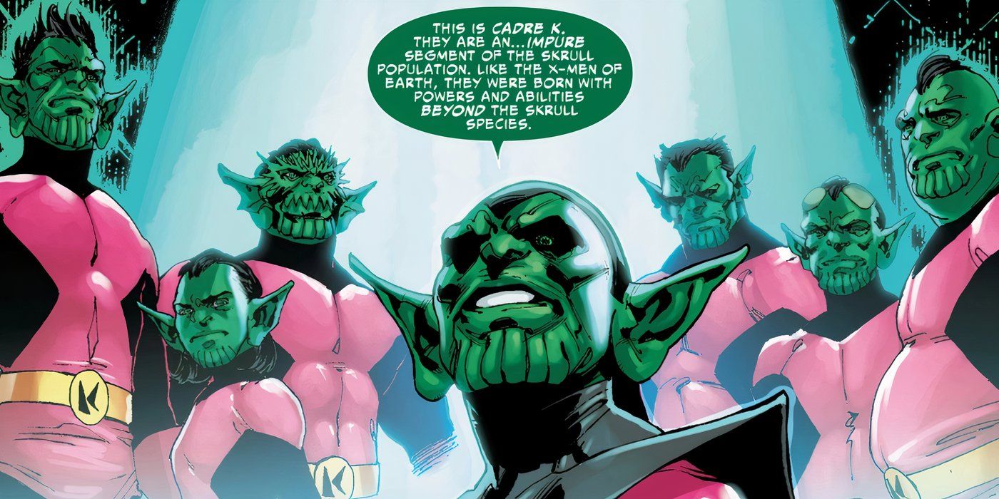 Mutant Skrulls chiamati Cadre K che si presentano nei fumetti degli X-Men.