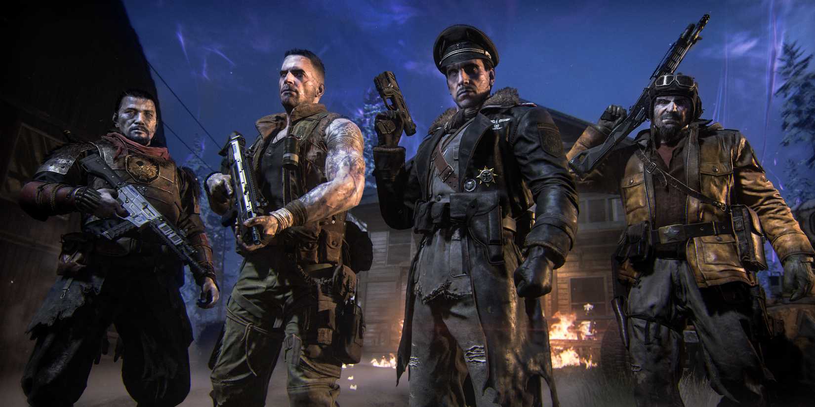 A group of soldiers from Call of Duty zombies standing in a row.