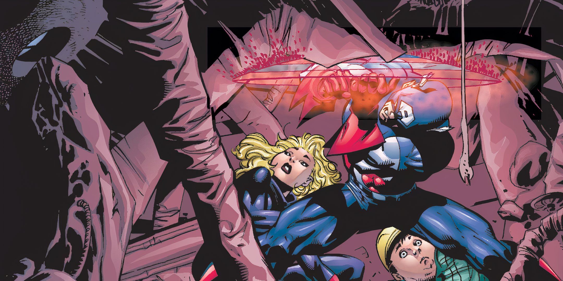 Captain America Holds Up Building Marvel