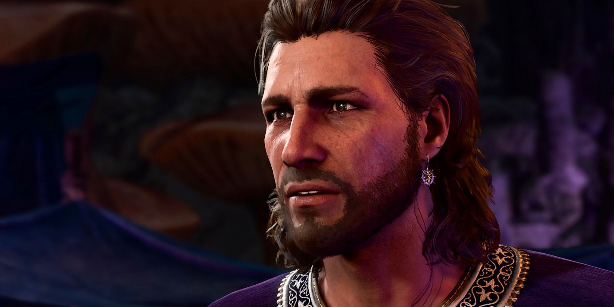 Close up of Gale speaking with the player in Baldur's Gate 3