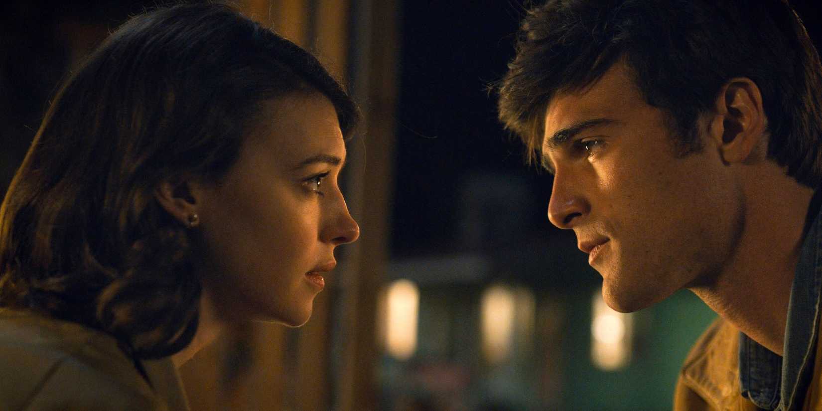 Daisy Edgar-Jones and Jacob Elordi look at one another in On Swift Horses