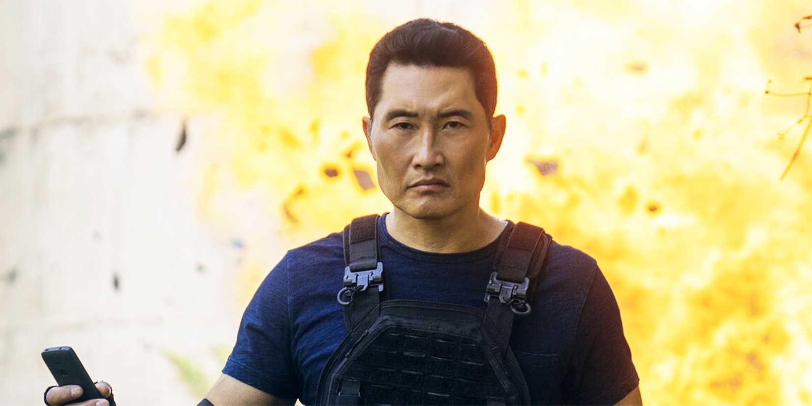 Daniel Dae-Kim walking away from an explosion in Butterfly