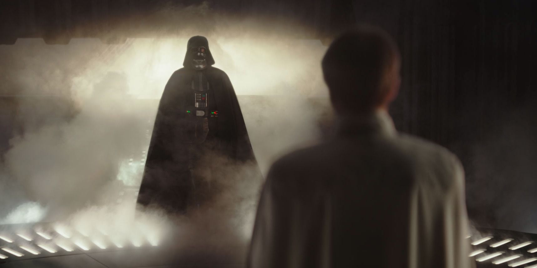 Darth Vader in Rogue One surrounded by smoke
