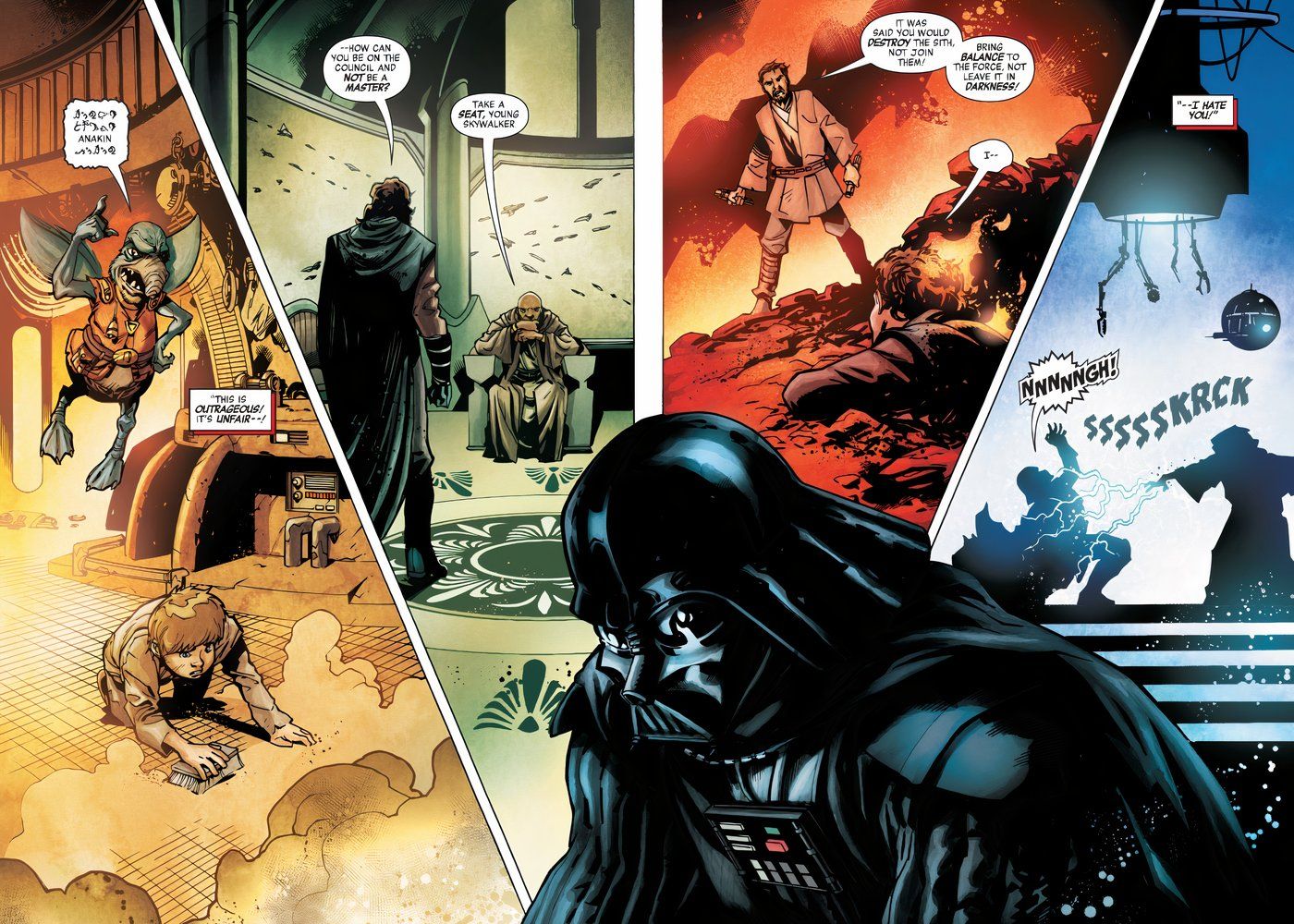 Darth Vader inginocchiato pensando alla sua vita come schiavo
