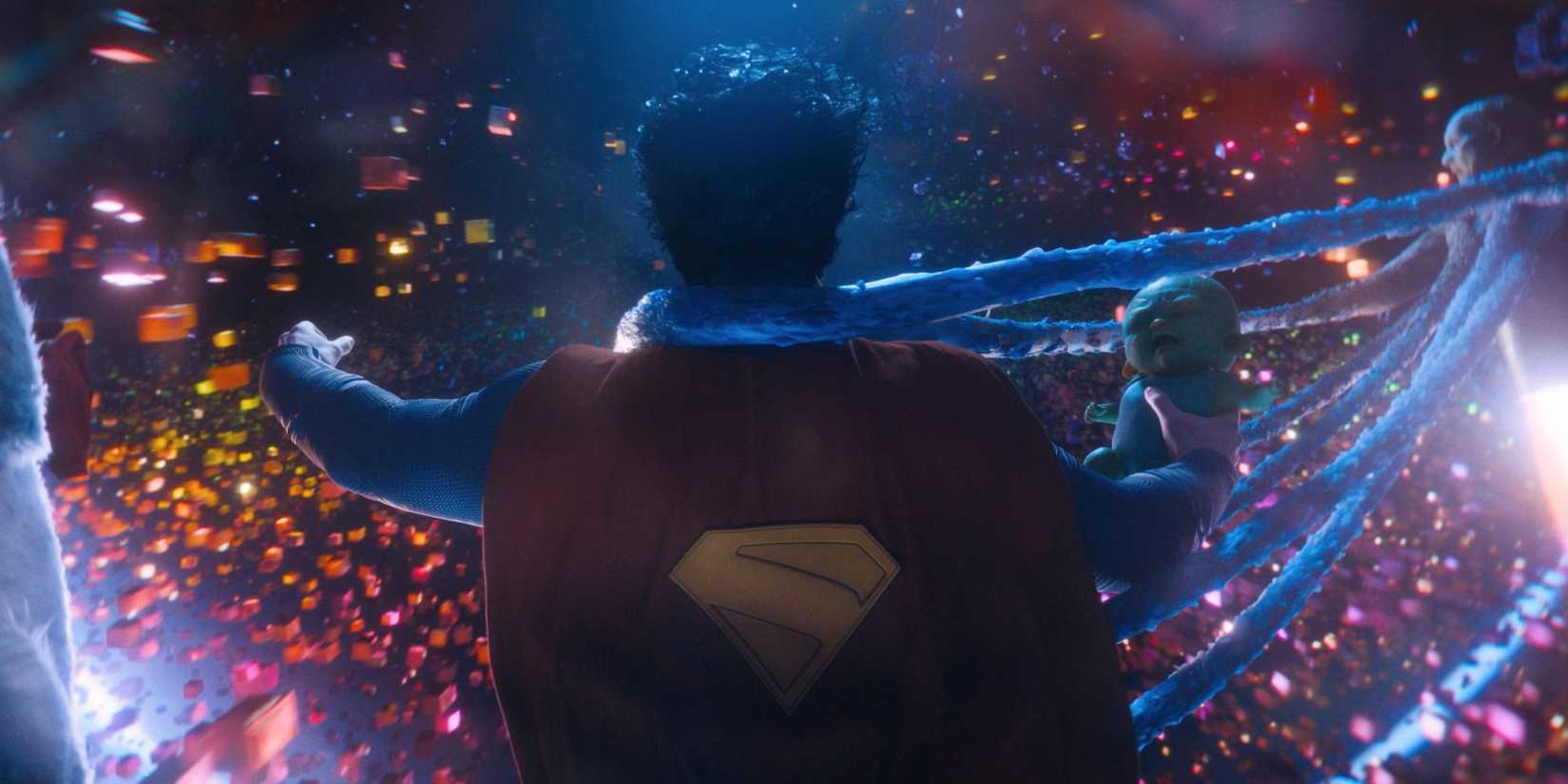 David Corenswet's Superman holds baby Joey in a pocket dimension in Superman (2025)