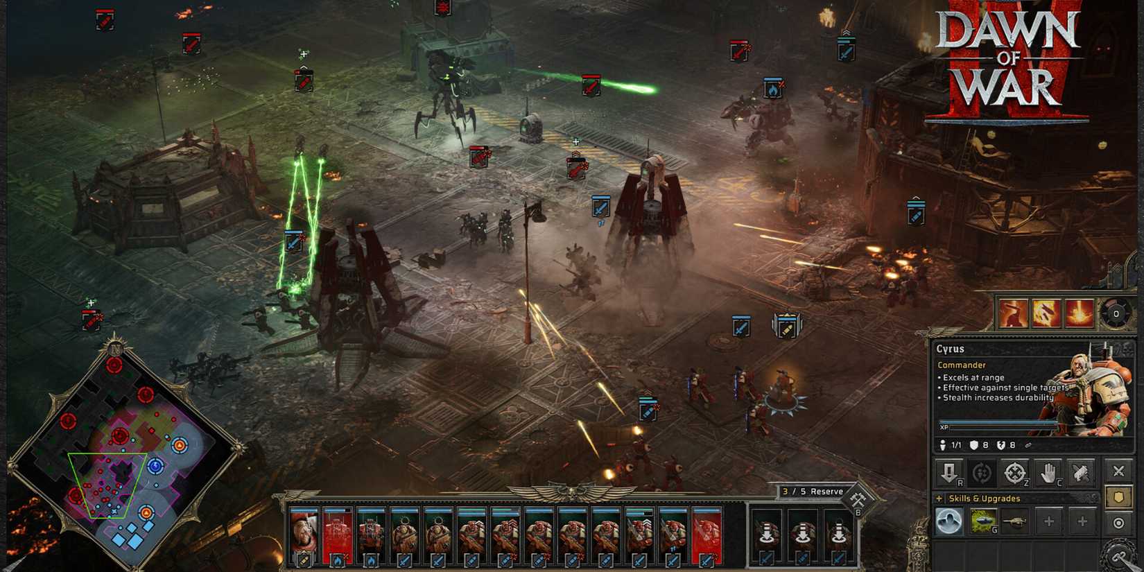 Necrons fighting Space Marines in Dawn of War 4.