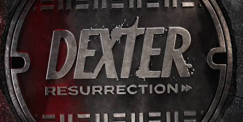The title card for Dexter: Resurrection displayed on a manhole cover