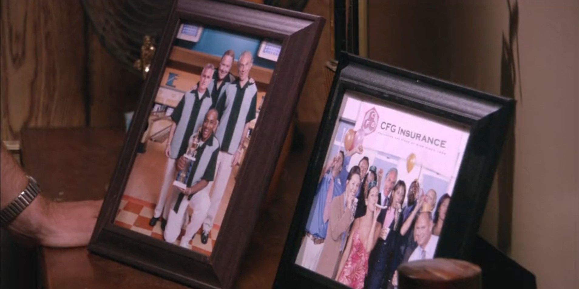 Framed pictures of Joe Driscoll in Dexter season 1, episode 9