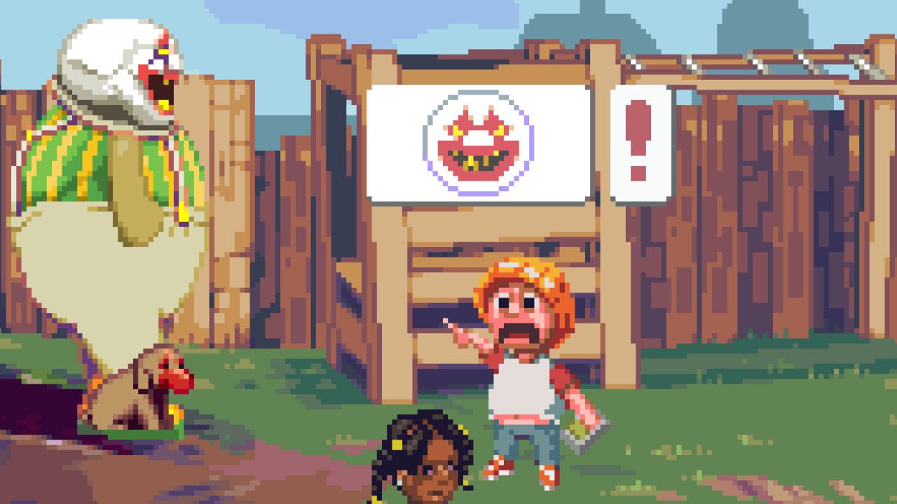 Dropsy spaventando un bambino in un parco giochi