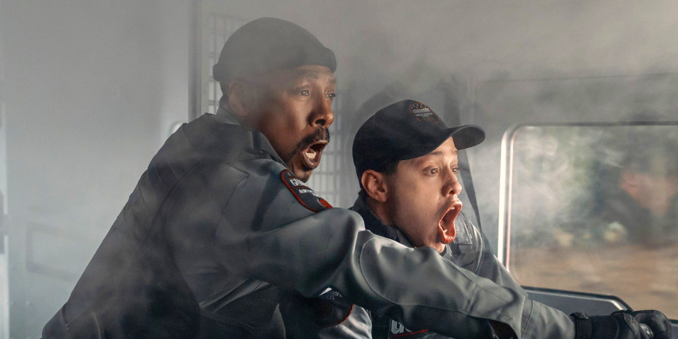 Eddie Murphy and Pete Davidson driving a truck in The Pickup