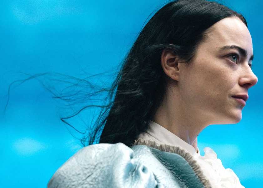 Emma Stone looking wistful in Poor Things