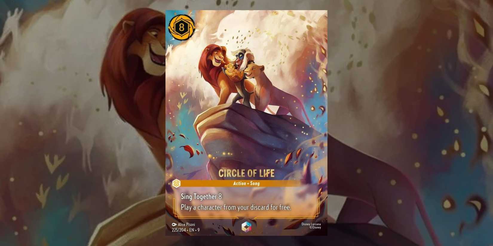 Fabled set from Disney Lorcana with the enchanted card Circle of Life in the middle