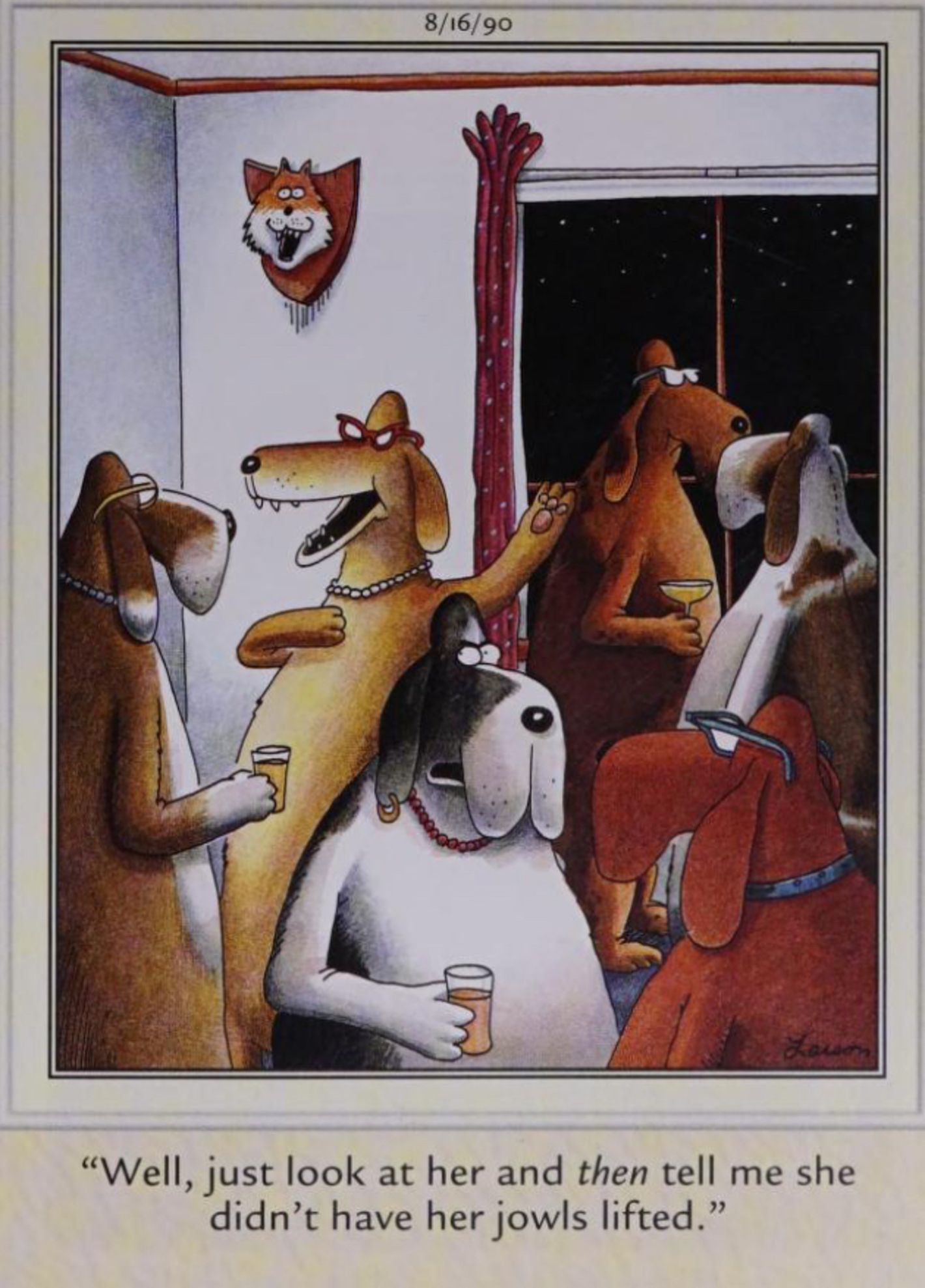 Far Side, agosto 16, 1990, cani al party